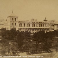 1. F. de Leygonier. El palacio de San Telmo desde los jardines. 1860 ca. ©ICAS-SAHP, Fototeca Municipal de Sevilla, colección Siglo XIX