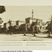 Pabellón de Bellas Artes en la Plaza de América. El edificio es hoy la sede del Museo Arqueológico de Sevilla. 1929. ©ICAS-SAHP, Fototeca Municipal de Sevilla. Álbum Dücker